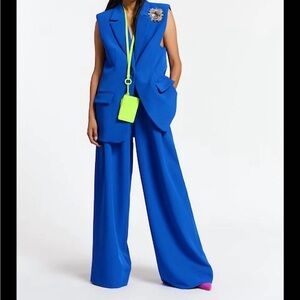 Vibrant Royal Blue Wide Leg Pant Suit